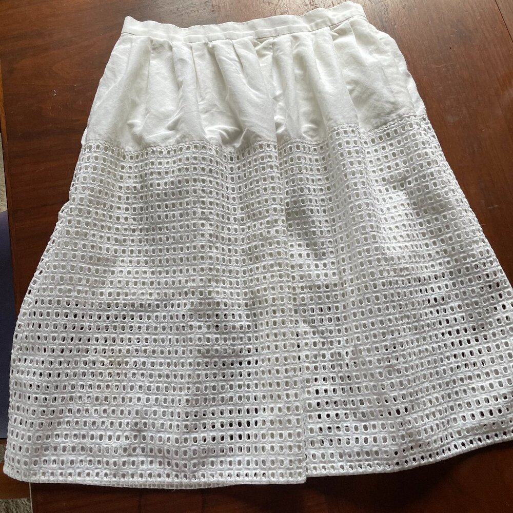 Chelsea28 White Eyelet Pleated Skirt